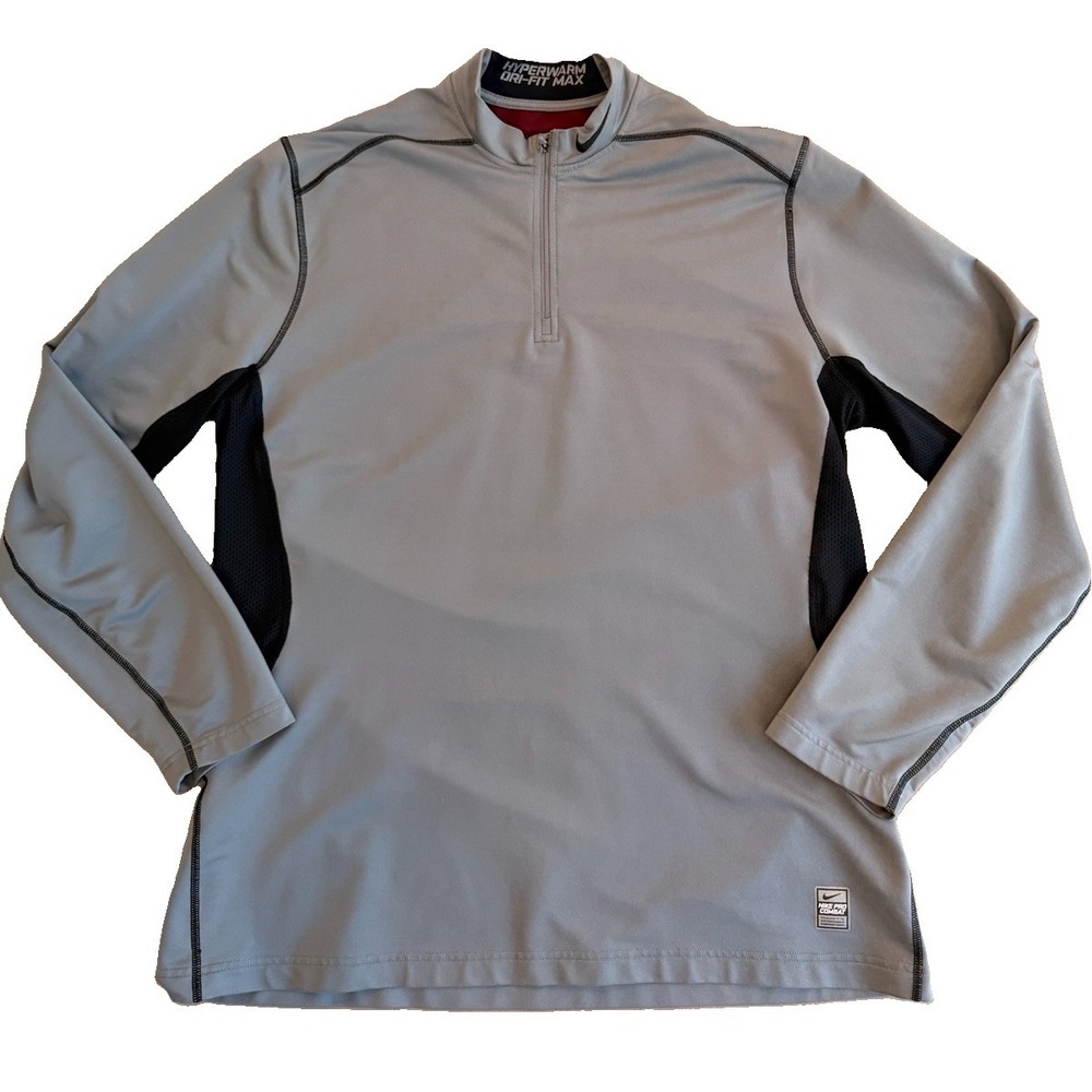 Nike Hyperwarm Dri-FIT Max Pro Combat Pullover Mens XXL 1/4 Zip Gray Fitted